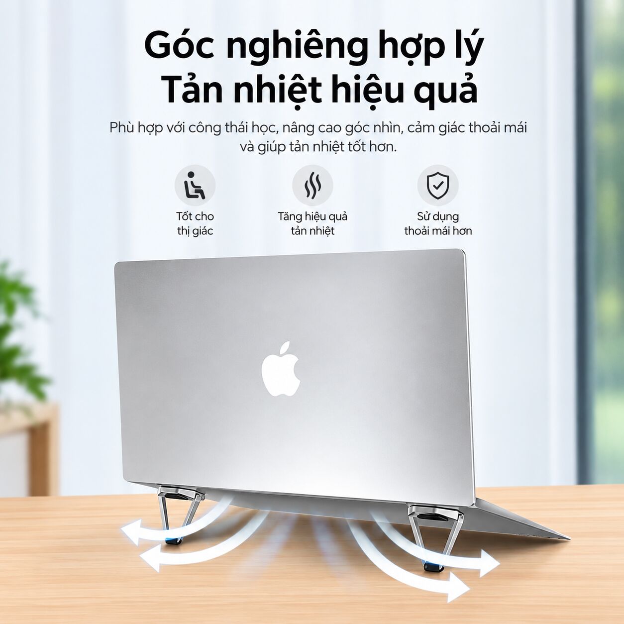 Đế tản nhiệt laptop dán hình khiên với góc nâng 15 độ tiện lợi